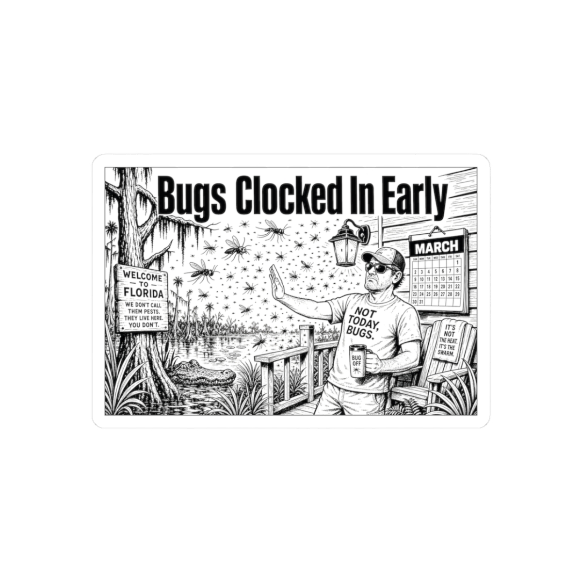 Sticker, Bugs Clocked In Early