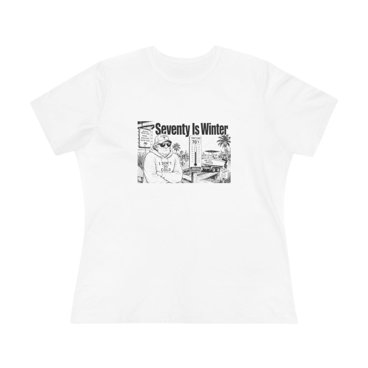 Women’s tee, Seventy Is Winter