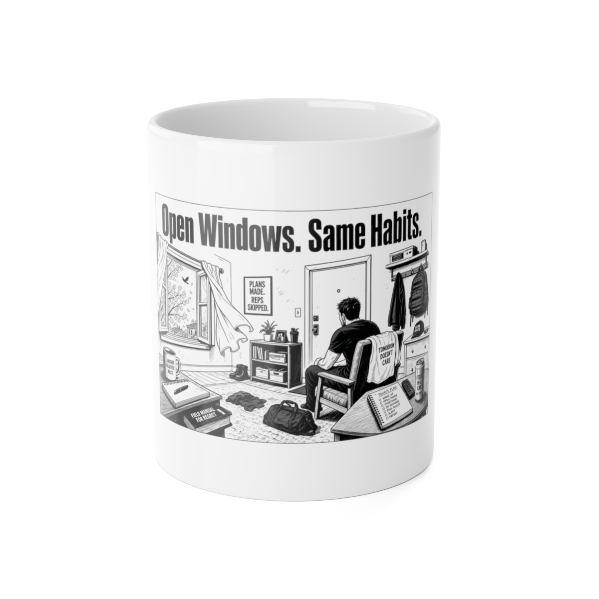 Mug, Open Windows. Same Habits.